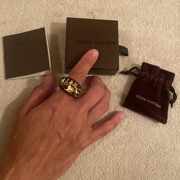 Louis Vuitton Brown Inclusion Ring w/ Dust Bag, Original Box, and Booklet - Picture 2 of 5